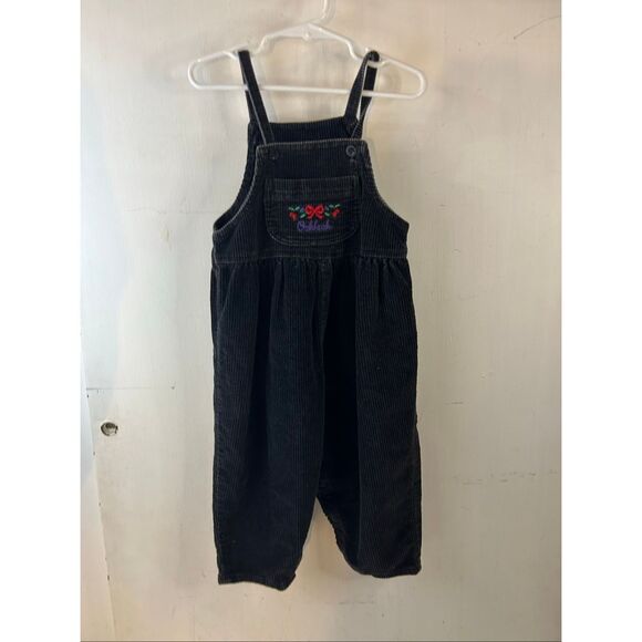 Oshkosh corduroy black red jumper 3t snap legs vintage (paper tag) embroidered f - Picture 2 of 7